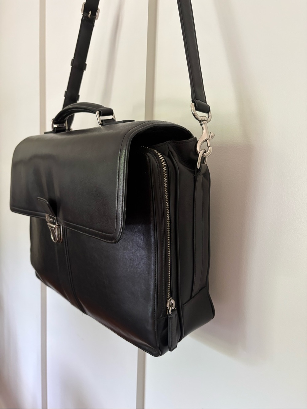 Coach F72070 Perry Flap Black  Briefcase/Laptop Bag With Slide Lock Closure